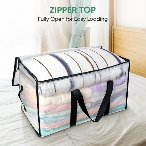 3 Pack Heavy Duty Moving Bags with Zipper – Extra Large Waterproof Storage Totes, Reinforced Handles for Packing, Moving, Dorm & Seasonal Clothes