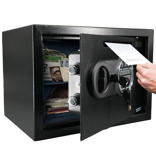 ZKH Drop Safe, 0.57 Cu.ft Safe Box with Drop Slot, Digital Combination Lock & Spare Keys, Safe Deposit Box for Home, Cash, Documents