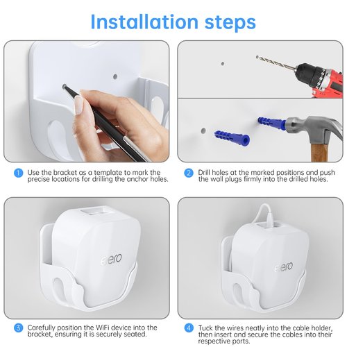 XLTTYWL eero 7 Wall Mount Kit, erro 7 Mount Bracket Optimize Space&Cable Management Accessories eero WiFi 7 Compatible with eeros 7 Extender Dual-Band Mesh Wi-Fi 7 Router (White, 1 Pack)