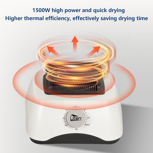 Uten Clothes Dryer, 1500W Power Electric Clothes Dryer Machine with Timer, 2-Tier Laundry Drying Wardrobe, Foldable Drying Rack for Travel, Apartments, RV, Home