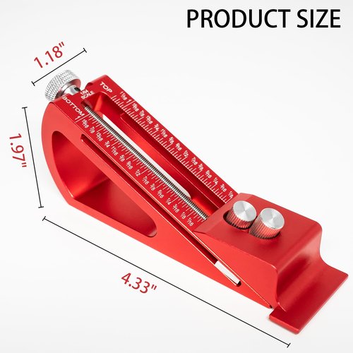 YoShin Adjustable Setup Block Height Gauge, Kingson Aluminum Precision Woodworking Tools for Router and Table Saw Accessories, 1/64"" up to 1-1/16"" Range, Quick-adjustment and Locked-in Precision