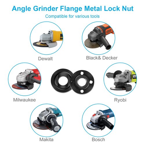 pwkauka 7PCS Angle Grinder Nut Angle Grinder Flange Wrench Kit, 5/8-11 Flange Metal Lock Nut, Compatible with DeWalt, Milwaukee, Makita, Metabo, Bosch, Ryobi, Black & Decker 4.5" 5" Grinder Parts