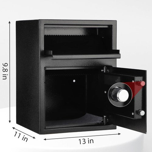 1.9 Cu.Ft Heavy Duty Drop Safe with Drop Slot for Business, Depository Safe for Money with Drop Slot, 13" x 11"x 9.8", Office Safe for Money and Mail, Black