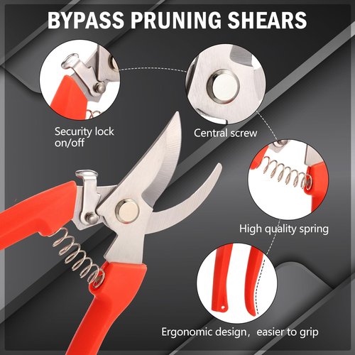 Lasnten 16 Pack Garden Flower Shears Pruning Scissors Include 8 Pcs 6.7 in Bypass Pruning Shears 8 Pcs 7.2 in Bud Trimming Scissors Clippers Gardening for Cutting Floral Trimming Plants Picking