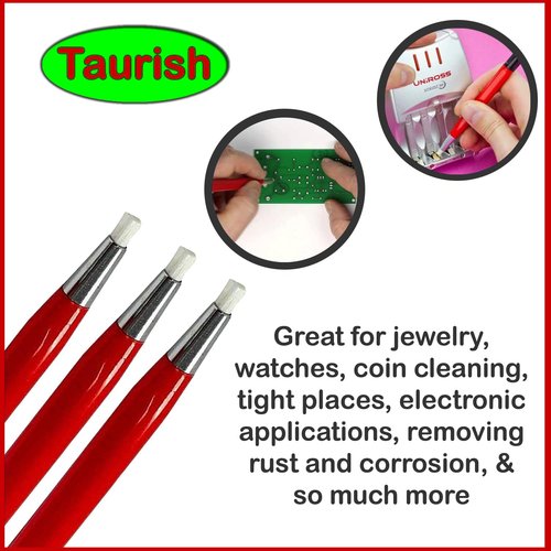 TAURISH Fiberglass Scratch Brush Pen 3 Pack Jewelry Watch Coin Cleaning Electronic Applications Rust and Corrosion Removal