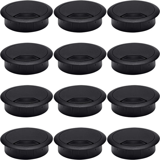 2 Inch Desk Cord Grommet 12PCS - Plastic Desk Hole Cover, Wire Cord Cable Grommets Hole Cover for Organized Office and Home Table Cable-Black