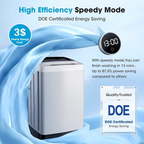 Portable Washing Machine - Compact Home Laundry Washer for Apartment,1.5 Cu.ft,8 Wash programs,10 Water Level, Small Clothes Washer with Drain Pump for Bathroom, Dorms,RVs,White