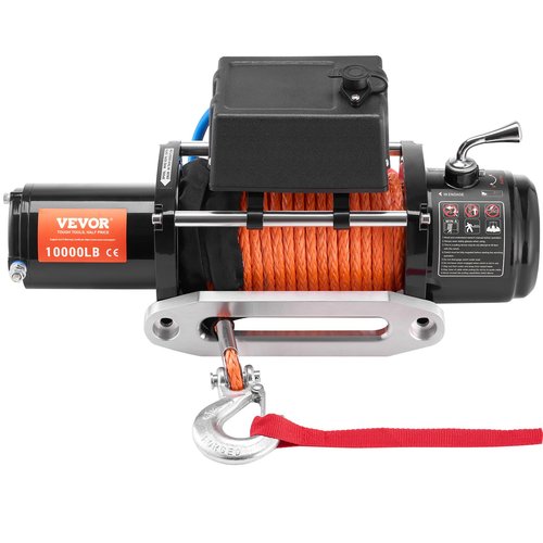 VEVOR Electric Winch, 10,000 lb Truck Trailer Jeep Winch, 12V DC 7/20 in x 65 ft Synthetic Rope Aluminum Fairlead Wireless & Wired Remote Control, IP55 Waterproof Towing for Off Road Jeep SUV Boat