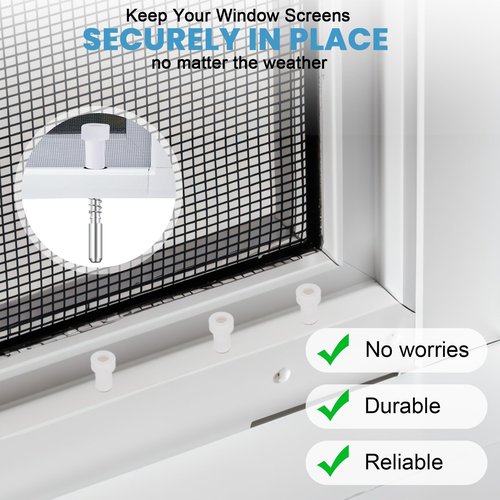 12 Pack Window Screen Plunger Pins, Aluminum Alloy Window Screen Plunger Latches with White Caps for Securing Screens