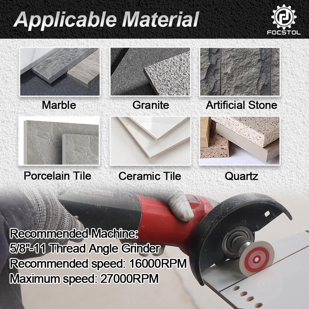 Mini Diamond Engraving Saw Blade - FOCSTOL 5pcs 2 Inch(50mm) Cutting Disc with 1pc 5/8''-11 Thread Flange for Marble Granite Artificial Stone Porcelain Tile Ceramic
