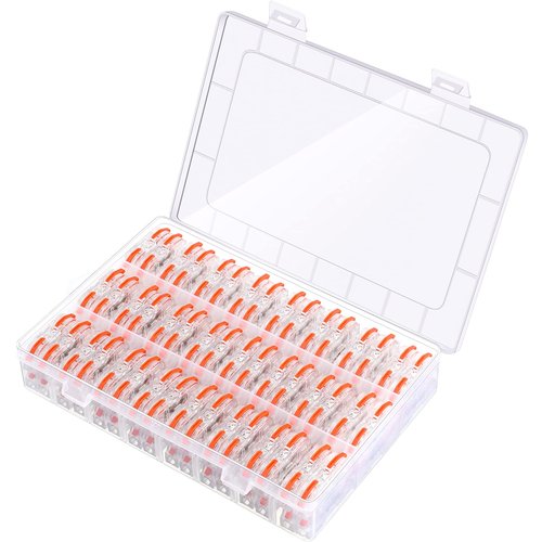 100 Pcs Wire Connectors 1 to 1 Inline Wire Compact Splicing Electrical Connectors 1 Conductor Lever for Quick Wiring Circuit Inline 28-12 AWG