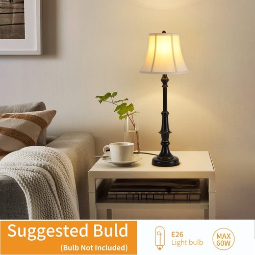 Smeike 2 Pack Vintage Style Buffet Table Lamp, Traditional Bedside Lamps, Tall Table Lamp Set of Two for Living Room, Bedroom