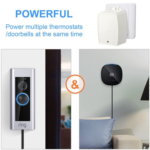 Hotop 1 Pack 24 Volt Transformer, 40 VA AC Transformer Plug in with PTC Fuse Compatible with All Versions of Ring Doorbell and Thermostat, Compatible with Nest, Ecobee, Sensi/Honeywell/24V Adapter