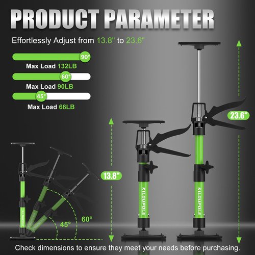 KILOUPOLE Cabinet Jack Support Pole, 13.8-23.6 Inches Steel Telescopic Quick Support Rod, Third Hand Tool Support System, Drywall Jack, Cargo Bars, 132 LB Capacity, 2-Pack