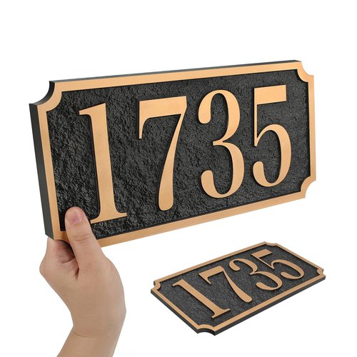 Address Plaque Notched Style - 12'' x 5.9'' Custom Address Sign for House,House Number Plaque Sign for Outside House,Driveway,Mailbox Easy Installation Metal & Large Options (Style 5)