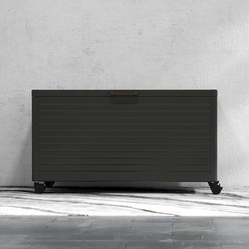 MIRADOR 134 Gallon Large Outdoor Deck Box with Wheels, Storage Box with Lid for Patio Furniture, Garden Tools, Outdoor Cushion, Charcoal