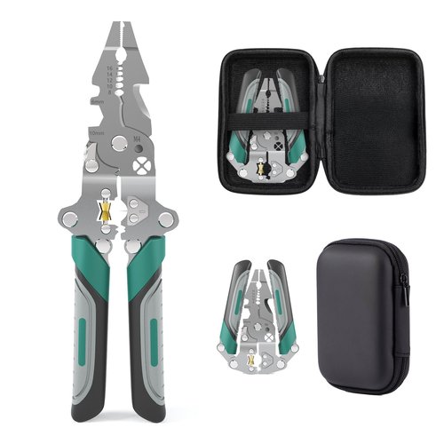 LYNCLYFELOOP 18 in 1 Wire Stripper Foldable with Portable Storage Bag，Multifunctional Foldable Crimper and Stripper Electrical Pliers，Electrical Multitool for Stripping, Cutting, Crimping