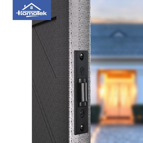 HOMOTEK 2 Pack Commercial Heavy Duty Door Roller Catch, Drive in Ball Catch with Strike Plate Solid Zinc Adjustable Silent Door Latch, Spring Tension Roller, Black