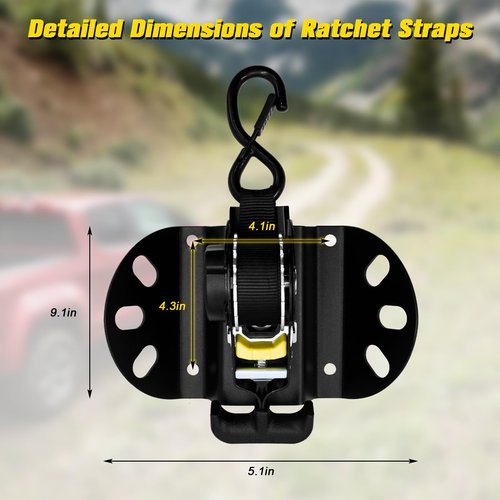 2PCS Retractable Ratchet Straps Compatible with Ford F-150 2015-2025, 10 Ft Retractable Truck Bed Ratchet Straps with Box Link Plates & Reinforced Bracket, for Ford F-250/350/450/550 2017-2025