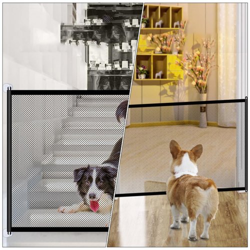 Levemolo Portable Folding Dog Mesh Gate No-Drill PET Isolation Fence Easy Setup Dog Barrier for Indoor Use Sturdy Nylon Adjustable Size PET Safety Gate
