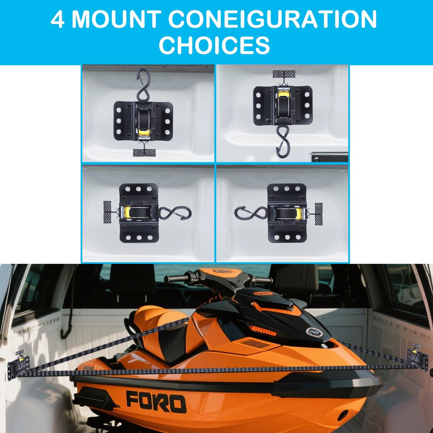 Upgraded Ultimate Retractable Ratchet Straps for Ford F150, 2PCS Truck Bed Ratchet Straps for F150, 10 ft Retract Bed Mounted Tie Down Strap for F-150 F250 F350 2015-2025 (Black)