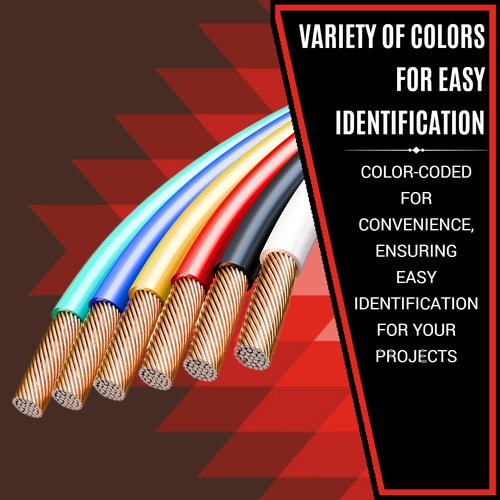 16 Gauge Wire Combo 6 Pack (600ft Total) 100ft Per Roll, 12V Low Voltage Automotive and Electrical Cable, Copper Clad Aluminum (CCA)