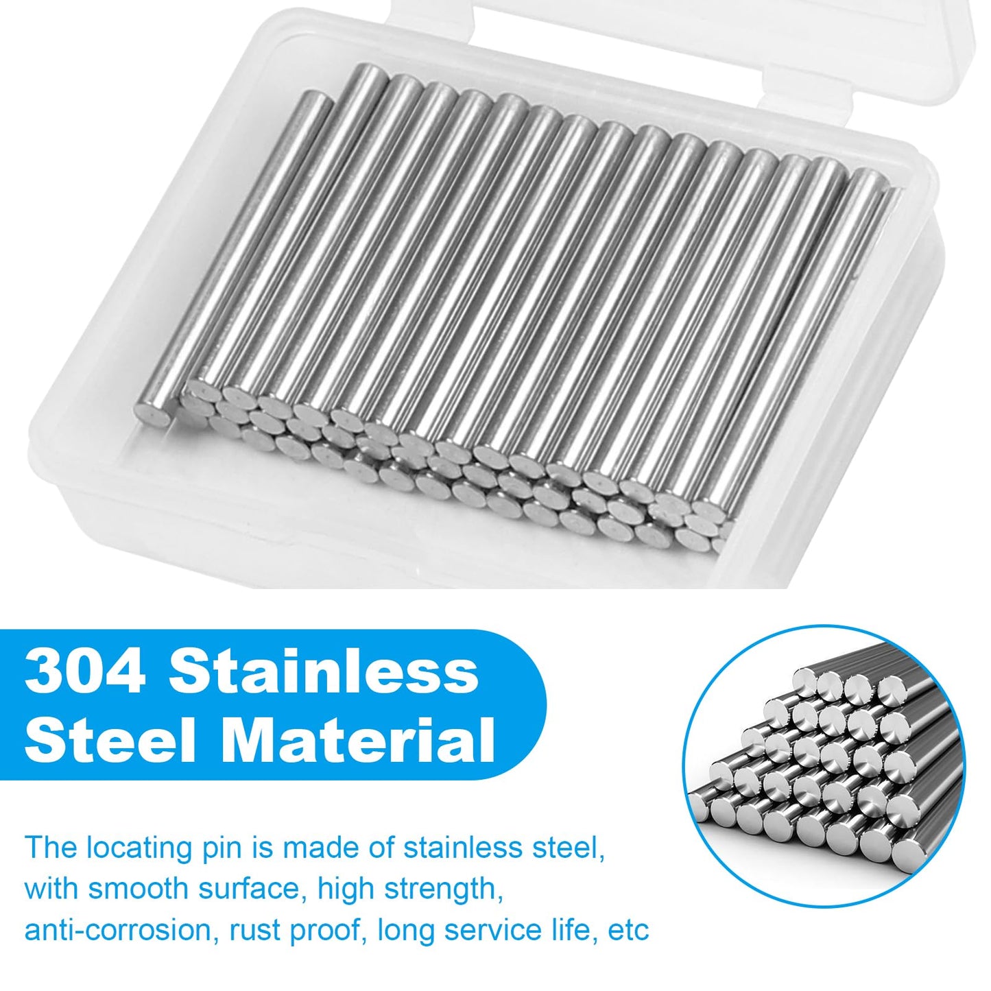 Yinpecly 50 Pcs 3mm x 30mm Shelves Dowel Pin,304 Stainless Steel Dowel Pin, Shelf Support Pegs Pin Metal Bookshelf Pegs Support for Cabinet Furniture Fixing Component Position