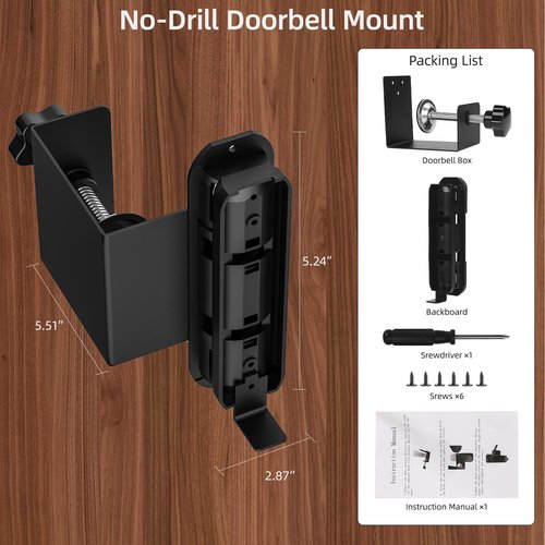 Adjustable Blink Doorbell Camera Mount (45 to 135 Degrees),No Drill Doorbell Mounting Bracket for New Blink Video Doorbell 2025 (2nd Gen),Anti Theft Doorbell Mount for Apartment Security
