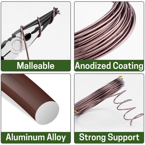 ZELARMAN Bonsai Training Wire Set of 4 - Total 128 Feet (32 Feet Each Size) 3 Size - 1.0MM, 1.5MM, 2.0MM - Corrosion and Rust Resistant