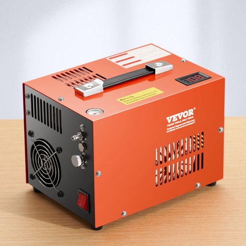 VEVOR PCP Air Compressor, 4500PSI/30Mpa Portable PCP Airgun Compressor with Built-in Converter & Fan Cooling System, DC12V/AC120V Manual-Stop Air Rifle, Paintball and Scuba Tank Compressor Pump
