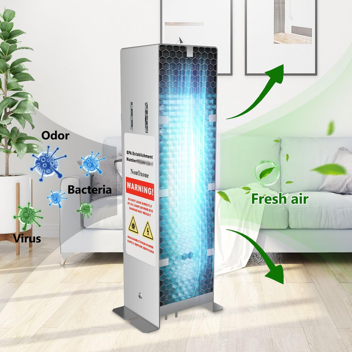 BlueDate Air Scrubber Advanced Photocatalytic Oxidation (PCO) 9 Inch Replacement Cell and Üν Bulb, Ozone Free Suitable for ActivTek InDuct 2000, A1013A, A1013C, A1013P, A1013Q, A1013U, 1 Pack