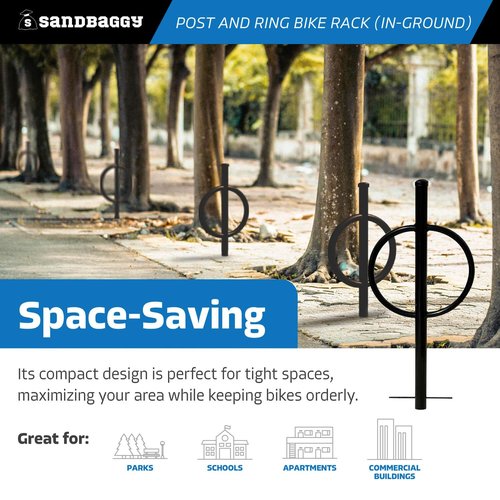 Sandbaggy Post and Ring Bike Rack - Commercial Outdoor Bike Parking Racks (In-Ground, 2)
