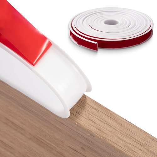 FAKILO U-Shape Edge Banding, 16.4ft TPE Self Adhesive Veneer Edging Trim Flexible Edge Protector, Furniture Edge Strip for Countertop Table Cabinets Shelves Restoration (3/4'' (20mm), White)