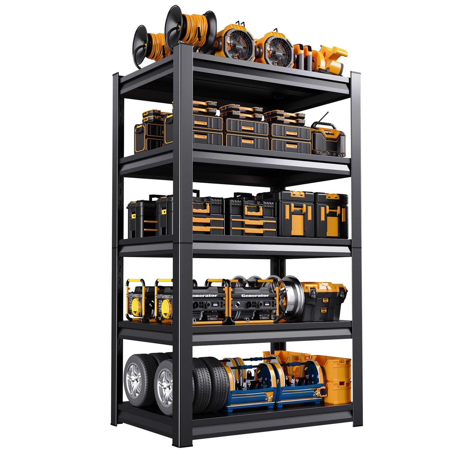 LLIIFFEE Garage Shelving Metal Shelf Heavy Duty Storage Shelves Industrial Shelving 5 Tier Adjustable Shelves Storage Rack Utility Shelves for Garage, Warehouse, Basement (20" D x 46" W x 93" H)