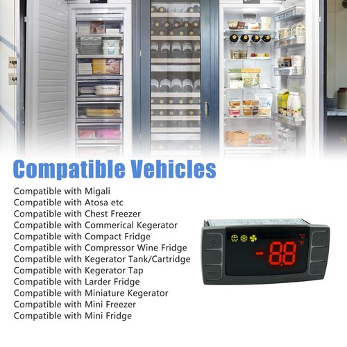 Temperature Controller XR06CX-4N1F1 Fit Commercial Refrigerators/Freezer 120V 50-60Hz Replace for Dixell Programmable Temperature Controller with Temperature Sensing Probe