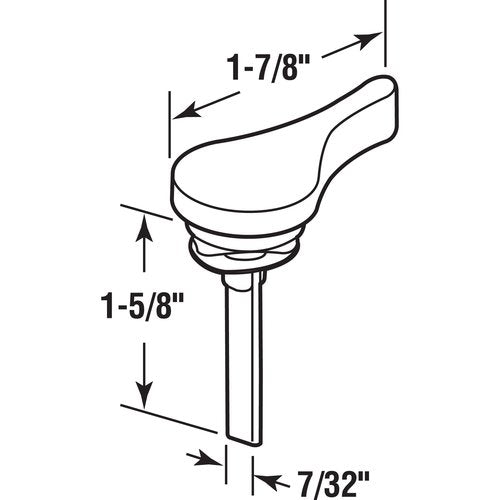 Prime-Line E 2703 Sliding Door Latch Lever, 1-3/8 In. Tail, White Finish (Single Pack)