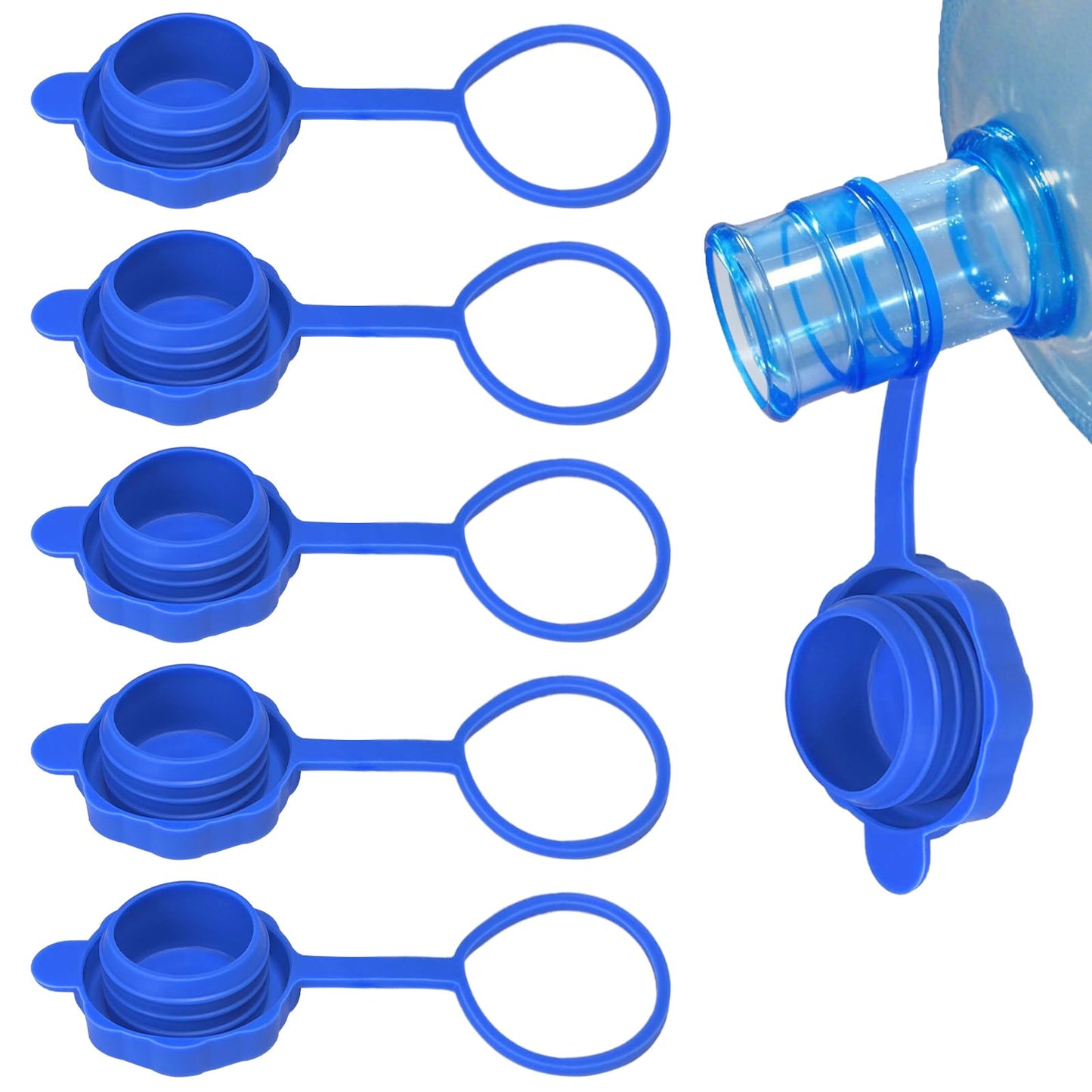Xaxuqtu【5 PCS】3 & 5 Gallon Water Jug Cap, Upgrade Reusable Replacement Caps, Non Spill Lids for 55mm Water Bottle