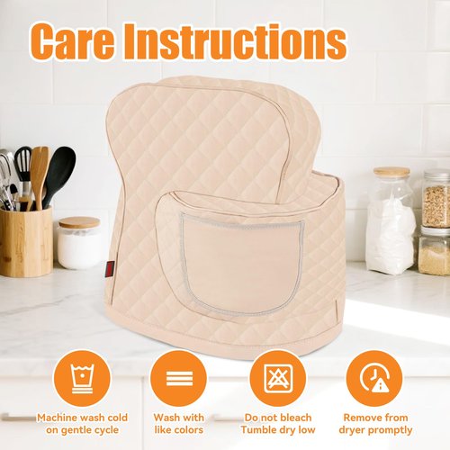 Stand Mixer Cover Compatible with Tilt Head Kitchenaid Mixer with Storage Bag(Khaki)