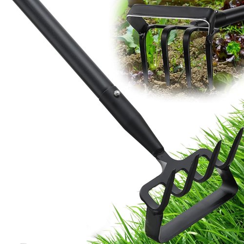Upgraded Hula Hoe and Garden Hoe, Stirrup Hoe with Adjustable Handle for Weeding Digger loosening Soil Metal Garden Cultivator Hula Hoe with Rake Tiller Cultivator (30-62 Inch)