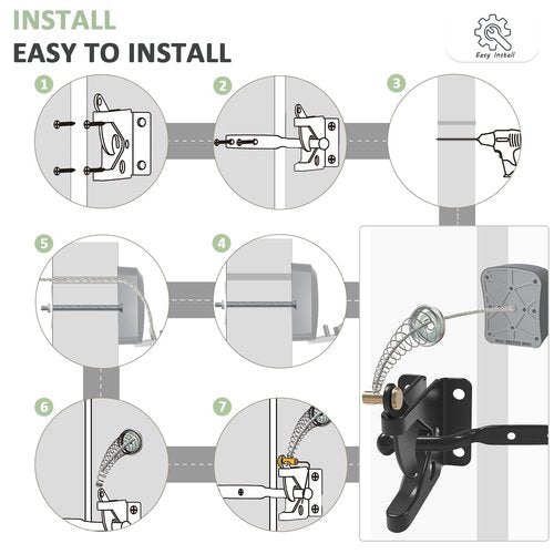 PILISPARK Gate Latch -Secure Keyless and Latch with 2-Way Access,Durable & Versatile for Metal,Wood,and Vinyl Fence,2 Install Method for Privacy Fence,Outdoor Fence,Barn Door Lock,Wooden Fence(Black)