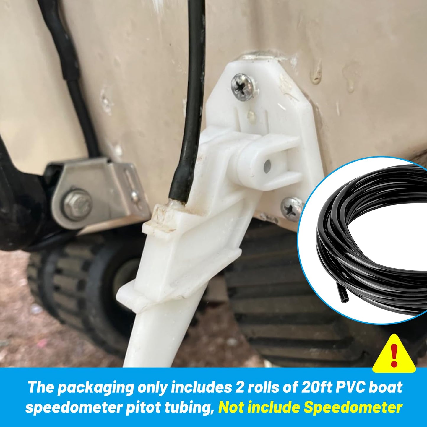 EcoBrisa Boat Speedometer Pitot Tubing Universal Marine Boat Speedometer Pick-up Pitot PVC Tubing Black Food Grade PVC Hose Tube Pipe for Pump Transfer （3.5mm ID x 6mm OD，20 Ft，2Roll）