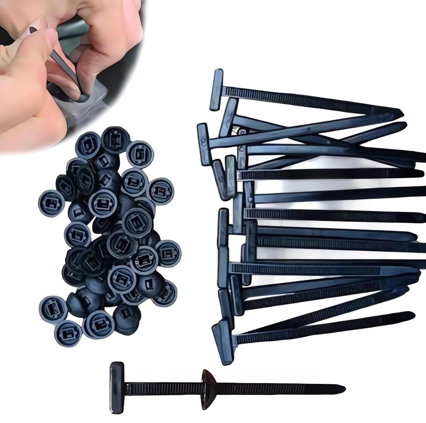 100PCS Nylon Universal Cable Tie Buckle,heavy duty self-locking zip ties holder,Multipurpose Plastic Cable Ties Tool UV Resistant Zipties for Car Daily Repair