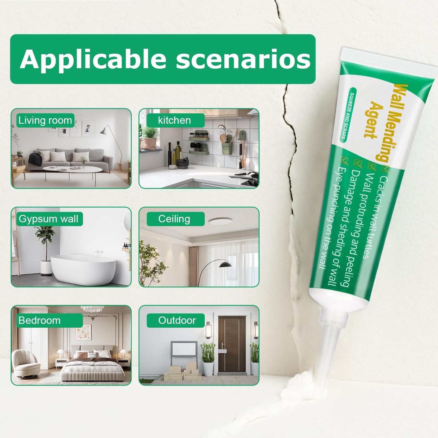 GASRONS Drywall Repair Kit, 1 Pack Wall Mending Agent,Wall Surface Hole Fill Quick and Easy Solution