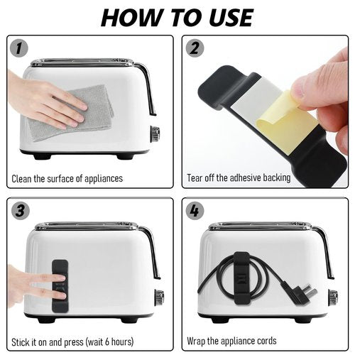 Cord Organizer for Appliances 6 Pcs Appliance Cord Wrap Cords Holder Stick on Keeper Wire Wrapper Power Line for Kitchen, Air Fryer, Coffee Maker, Blender, Pressure Cooker, Toaster