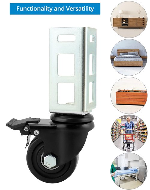 QWORK Storage Rack Caster Wheels, 4 Pack 3" Heavy Duty 1500 lb. Max Total Capacity Storage Shelf Accessories, Fit for Boltless Self Locking Shelving Racks