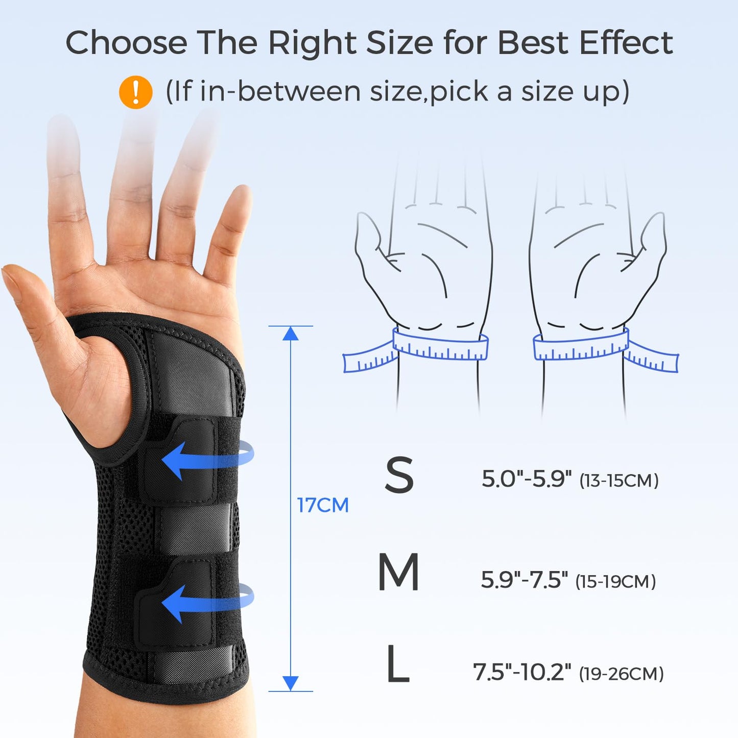 FREETOO Wrist Brace for Carpal Tunnel,[New Upgrade-Anatomically shaped] Adjustable Wrist Support Splint for Men and Women,Hand Brace for Pain Relief, Tendinitis,Arthritis,Right Hand,Medium