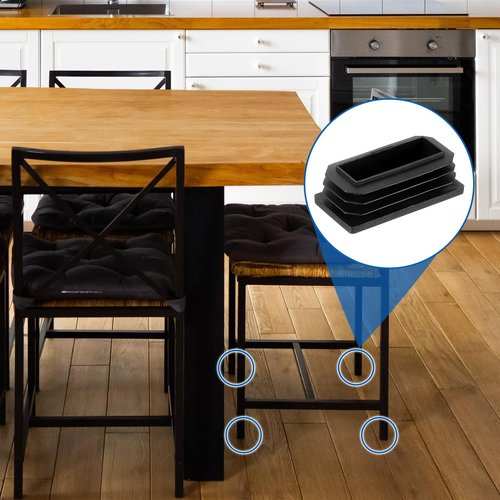 uxcell 16 Pcs Rectangle Tubing End Caps 2 x 1 Inch Plastic Hole Plugs Insert End Cap for Metal Tubing Post Chair Leg Table Bookshelves Furniture, Black