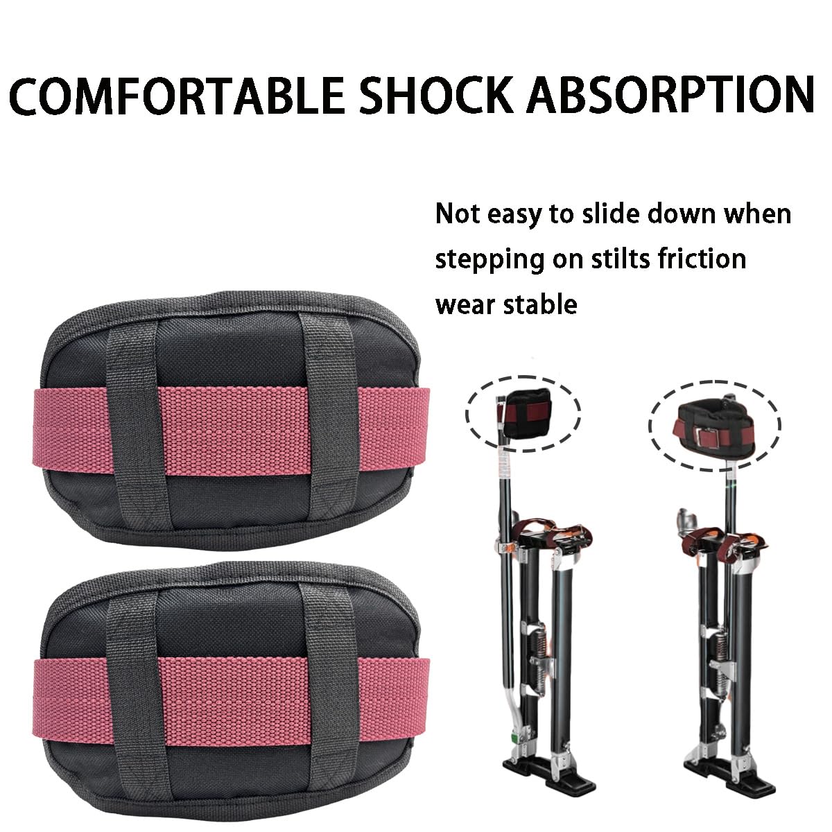 2 Pairs Drywall Stilt Parts, Strap Stilts and Pads,EVAIVENY New Updated Protective Padded Leg Straps for Drywall, Nylon Adjustable Stilt Leg Straps, Suitable for All Stilt