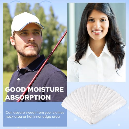 Gejoy Hat Sweat Liner 30 Pcs Hat Sweat Protector Disposable Cap Sweatband for Women Men Golf Baseball(White)
