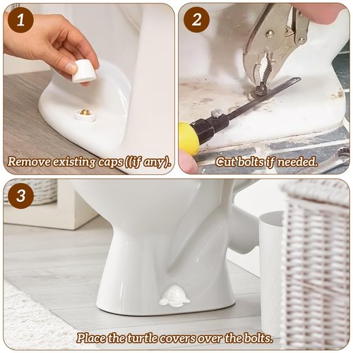 Sea Turtle Ceramic Toilet bolt Caps - Decorative Toilet Caps for Bottom of Toilet, Maximalist Decor Toilet Screw Cover Caps, Stylish Toilet Bolt Bowl Covers (White) ETARTJMHNB